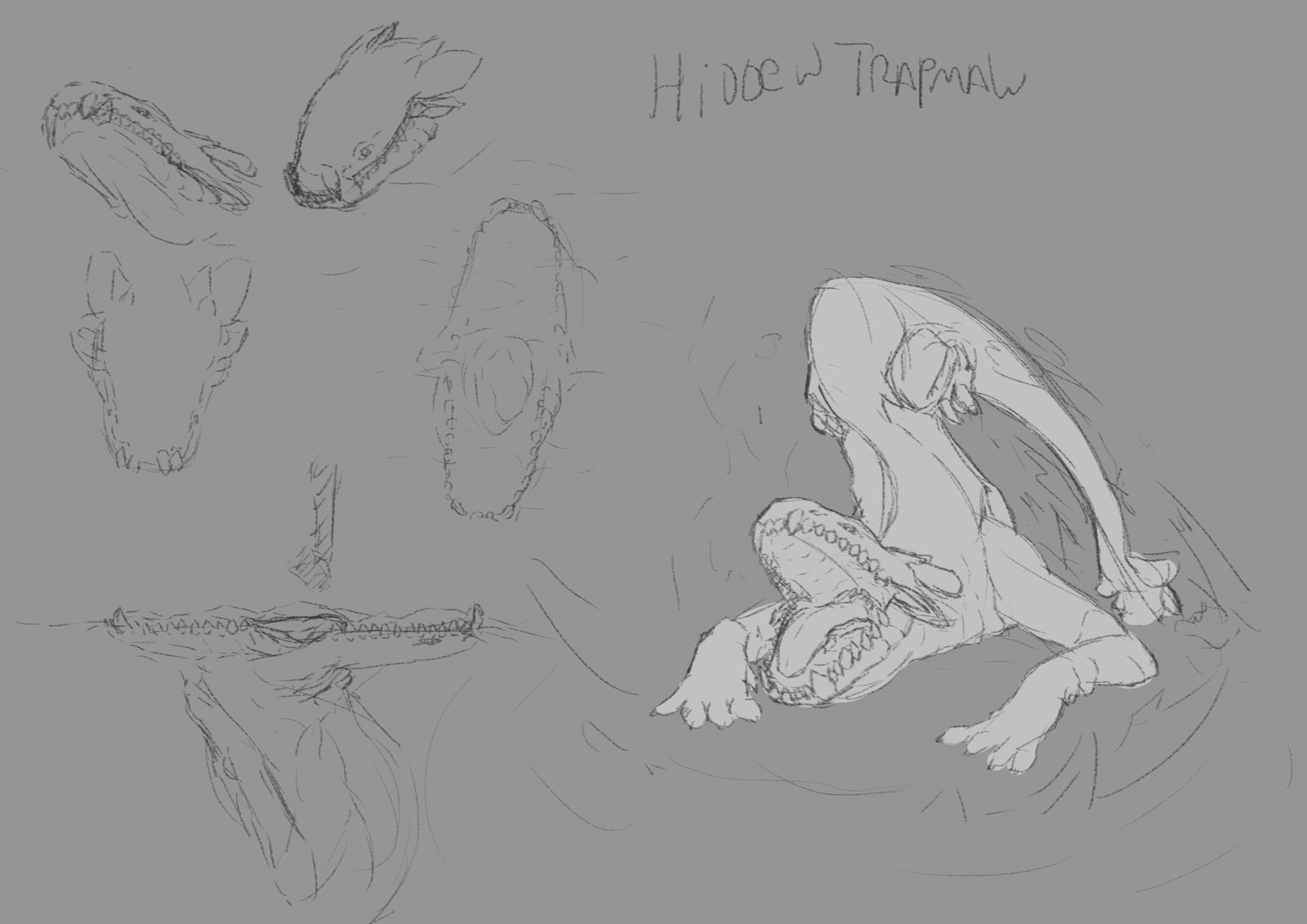 My eventual design for a 'living beartrap' desert dragon.